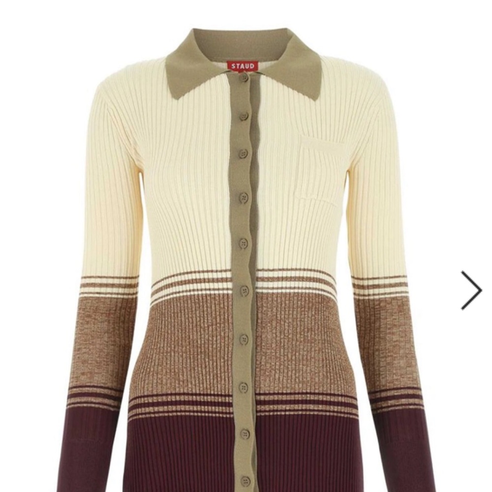 Milton Button-Front Tunic Knit Top Sweater STAUD